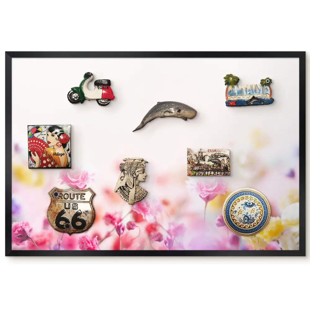 Tableau magnétique motif fleurs délicates aux teintes pastel