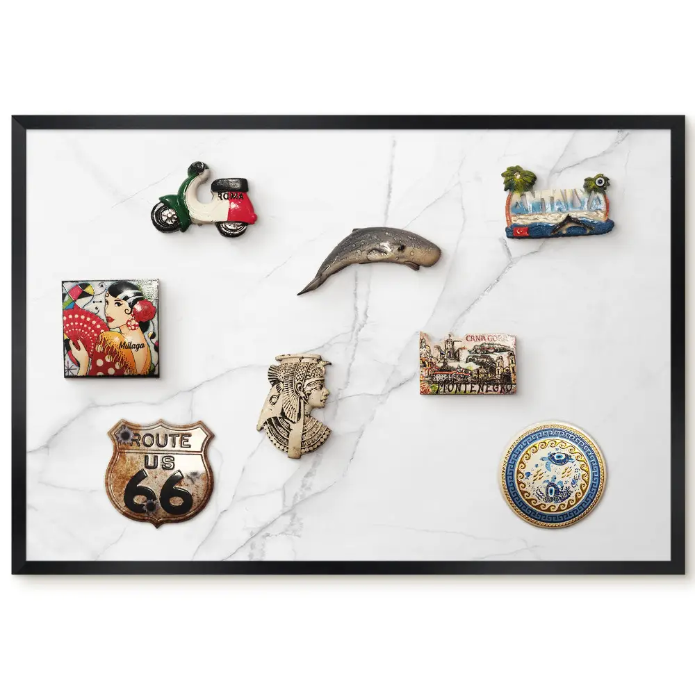 Tableau magnétique pour aimants avec motif fond marbre clair veiné de gris