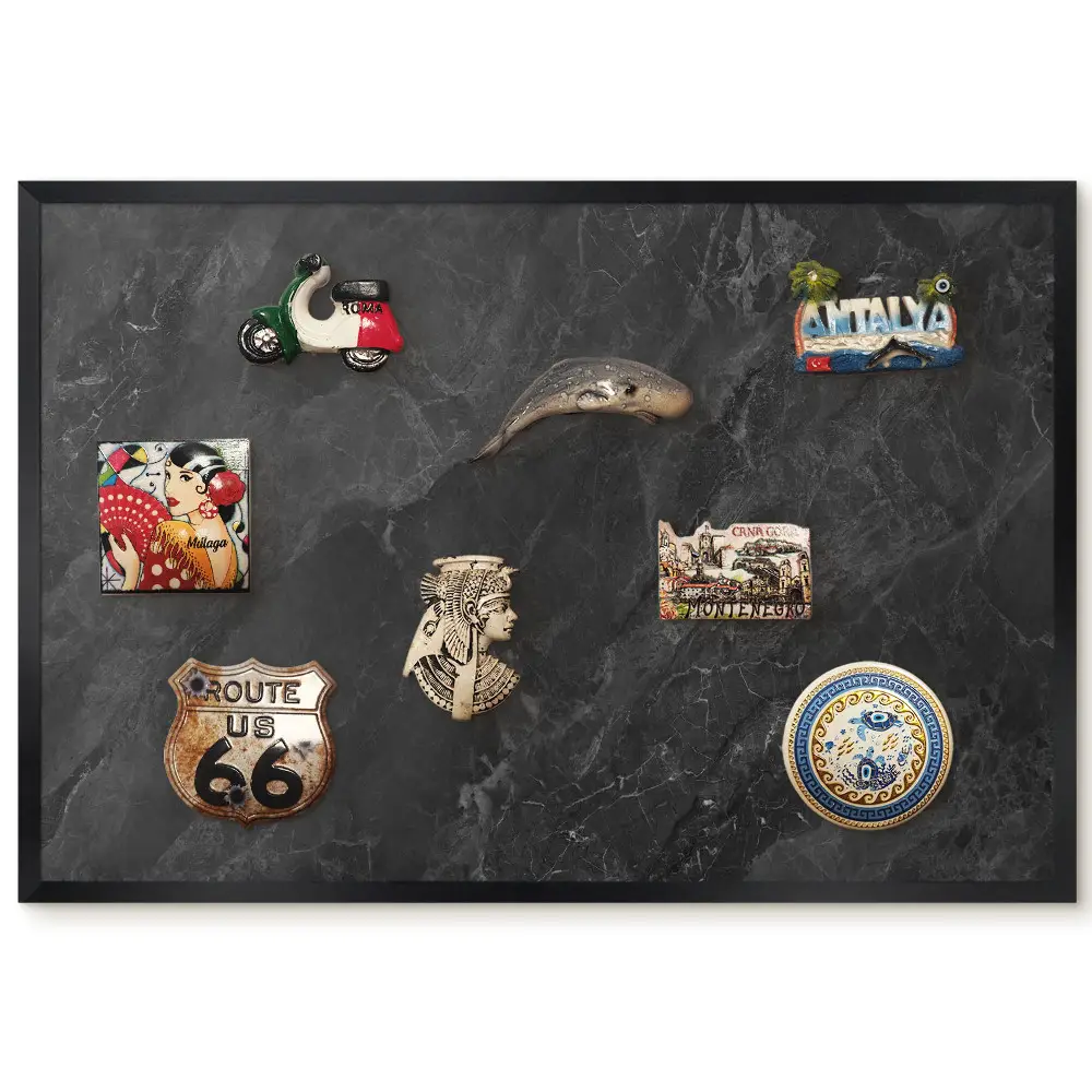 Tableau magnétique décoratif avec cadre motif marbre élégant et profond