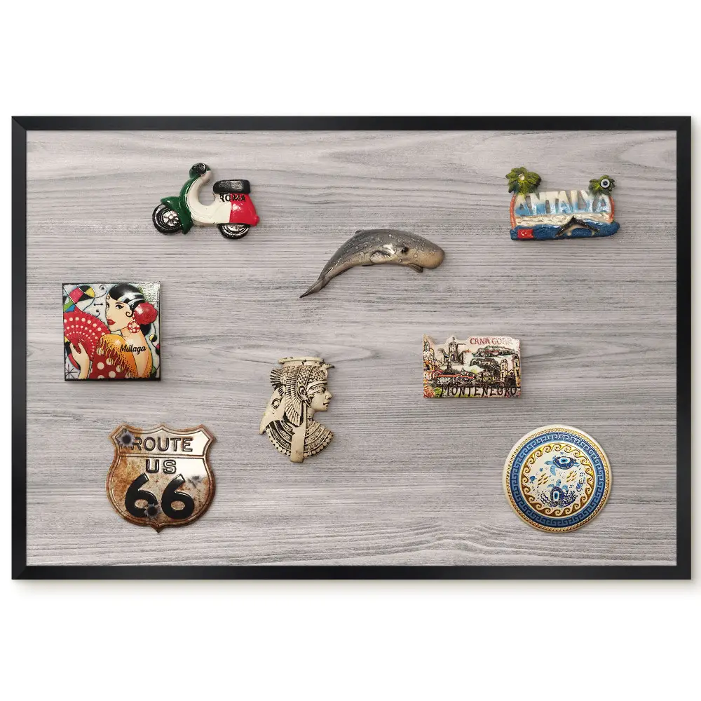 Tableau magnétique pour aimants avec finition effet bois gris élégant