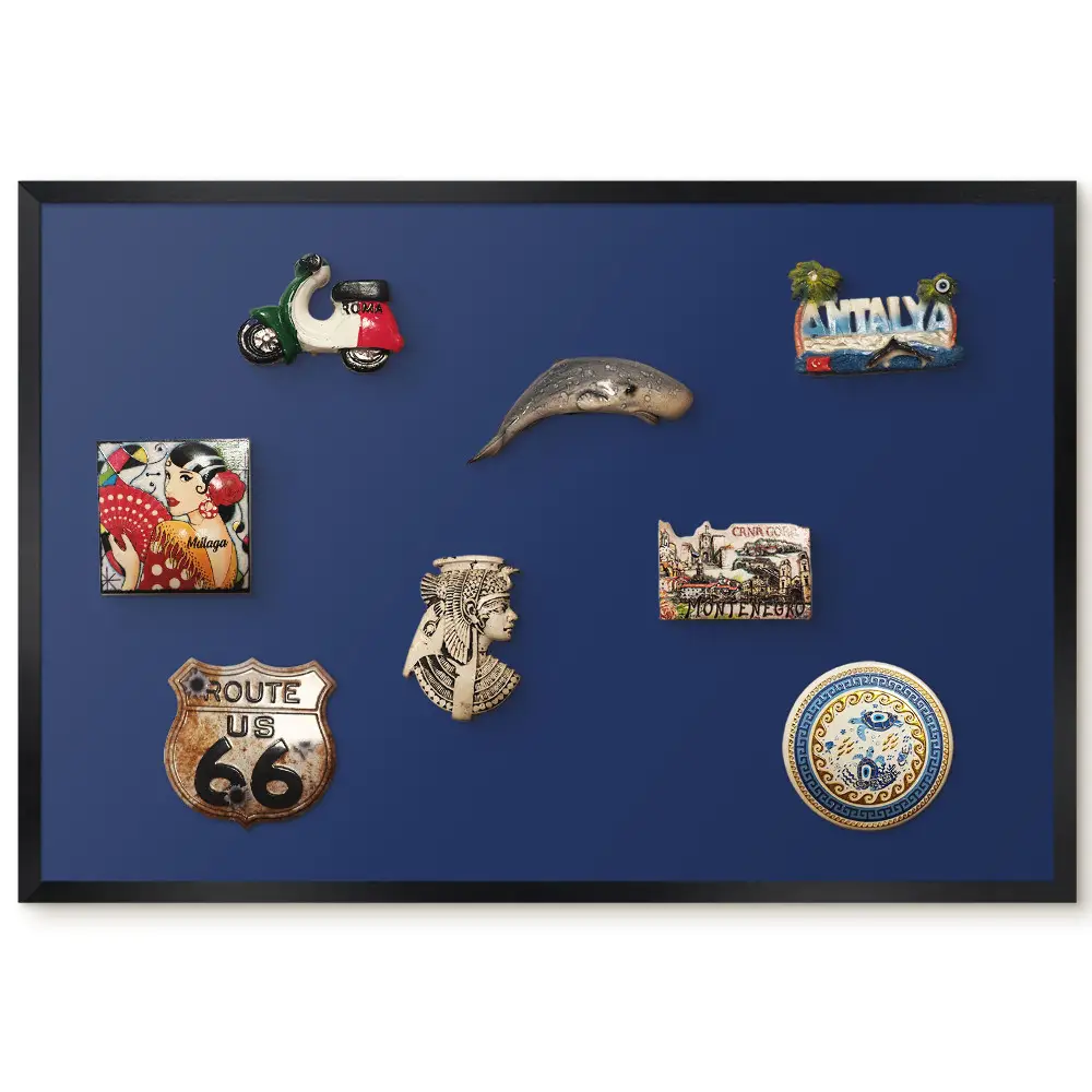 Tableau pour collection d'aimants bleu marine profond au design minimaliste et élégant