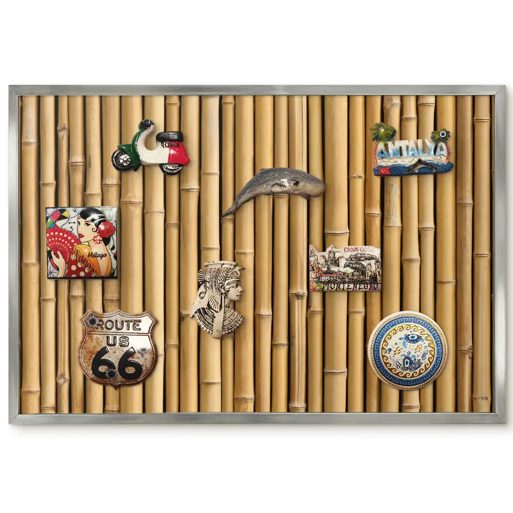 Panneau pour aimants souvenirs style pousses de bambou verticales dans des tons chauds
