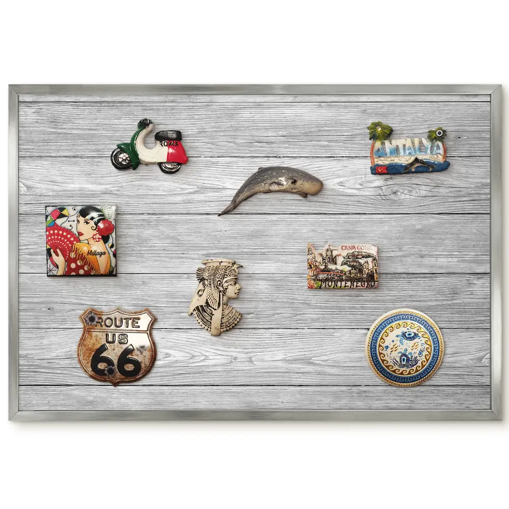 Panneau pour aimants souvenirs avec motif bois gris naturel et élégant