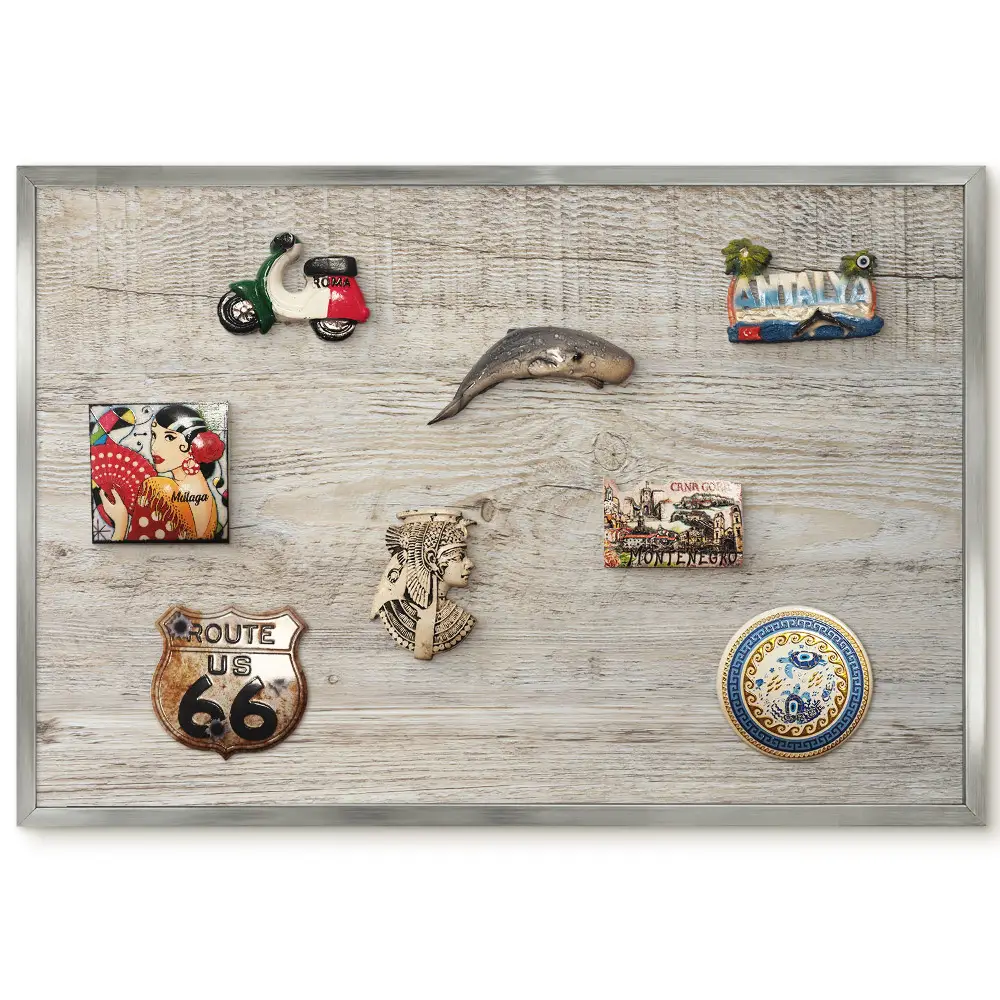 Panneau d'affichage pour aimants souvenirs en bois naturel