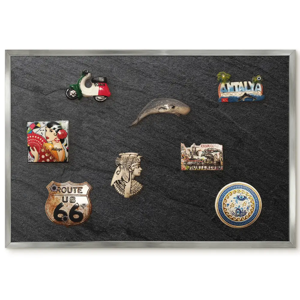 Panneau pour aimants souvenirs avec texture noire minimaliste à lignes subtiles