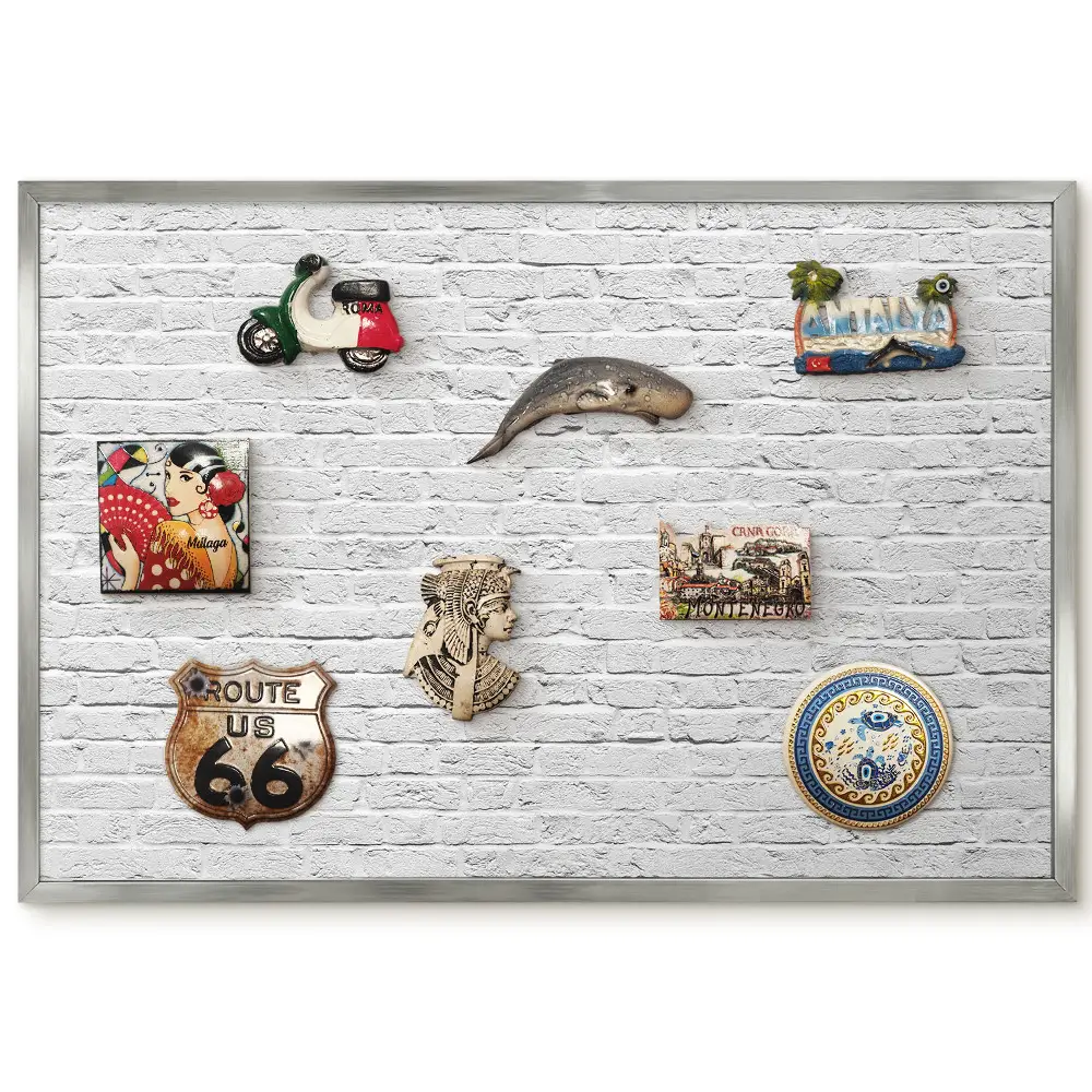 Panneau pour aimants souvenirs motif briques blanches