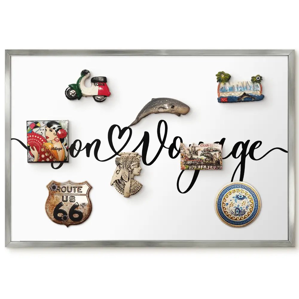 Panneau décoratif pour aimants souvenirs avec inscription élégante et motif de cœur