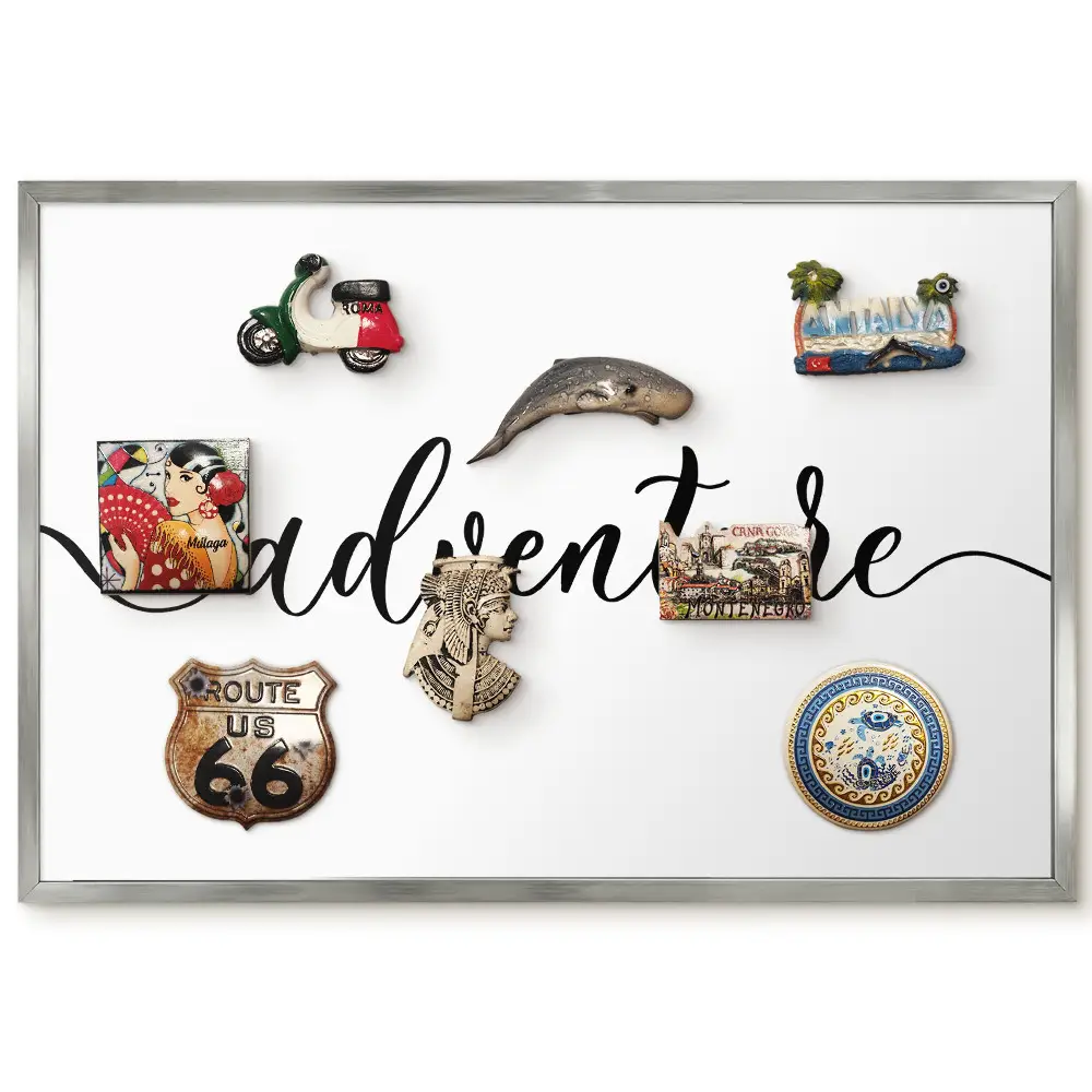 Panneau pour aimants souvenirs avec lettrage calligraphique