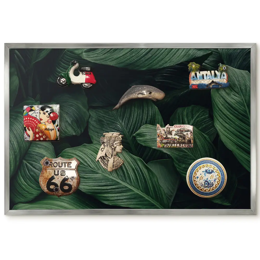 Panneau pour aimants souvenirs avec motif de feuilles vertes détaillées