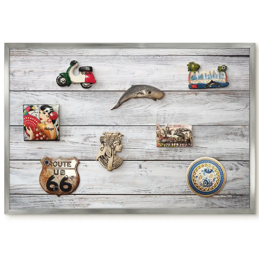 Tableau magnétique avec cadre motif planches en bois au grain délicat