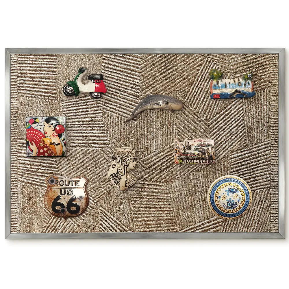 Panneau pour aimants souvenirs avec motifs géométriques aux couleurs douces