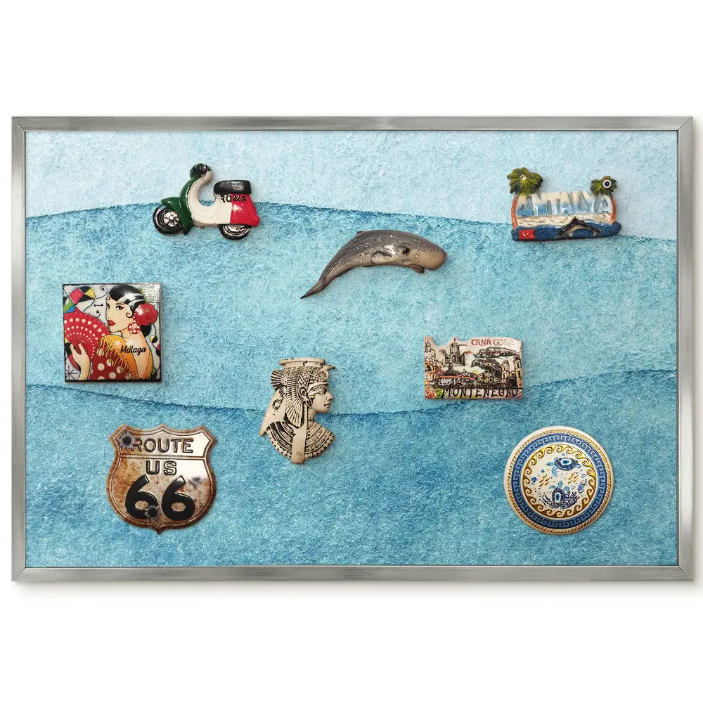 Panneau pour aimants souvenirs motif vagues harmonieuses bleu