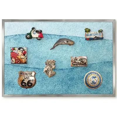 Panneau pour aimants souvenirs motif vagues harmonieuses bleu