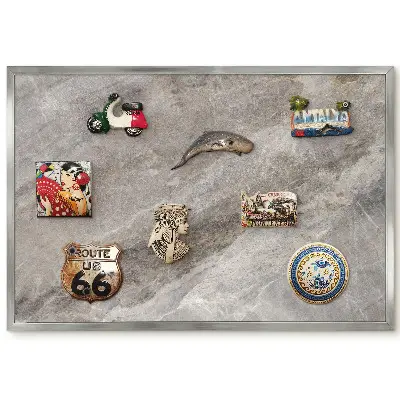 Tableau magnétique encadré aux nuances de gris et de beige