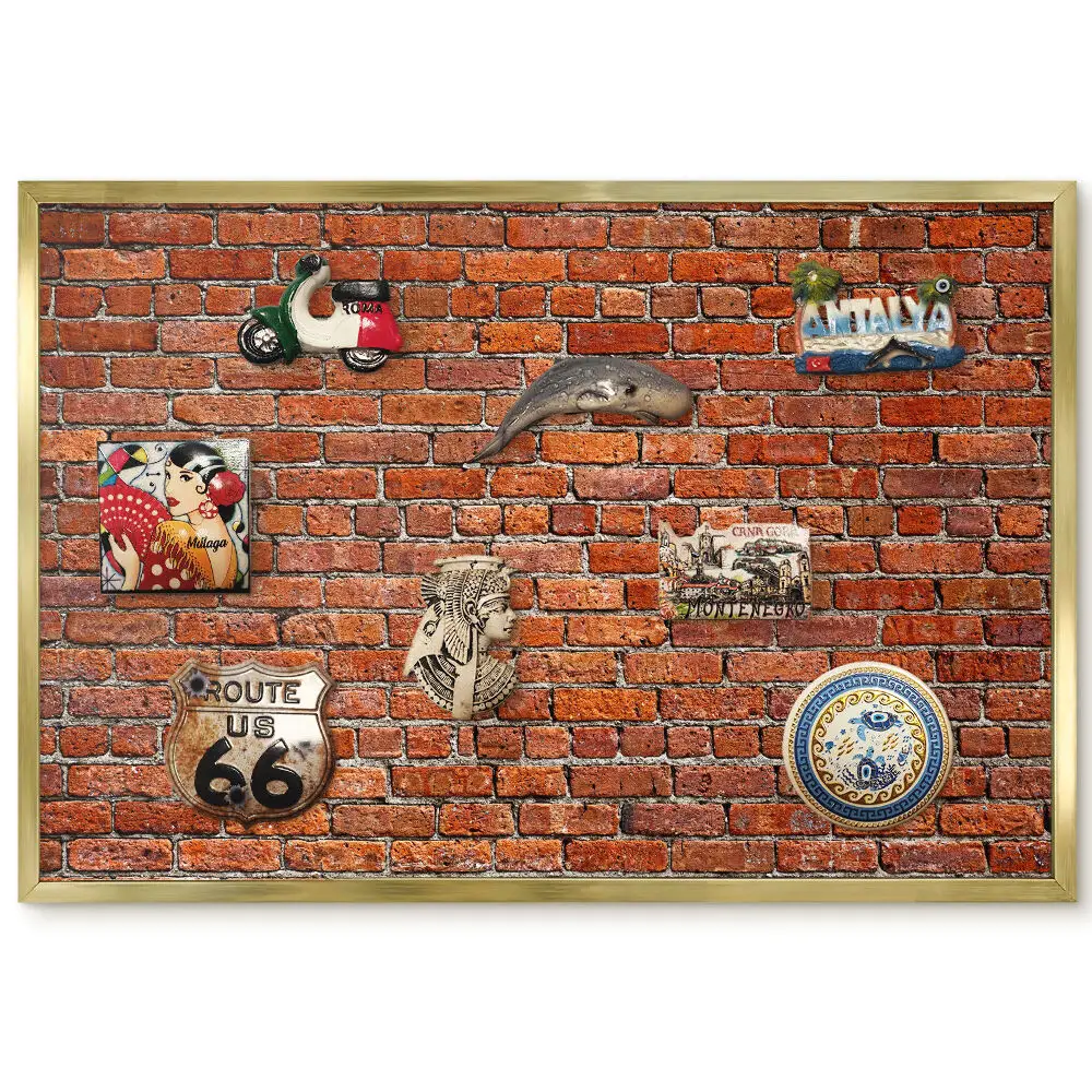 Panneau magnétique décoratif motif mur de briques style industriel