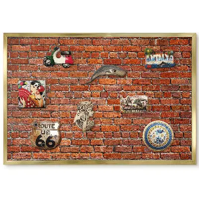 Panneau magnétique décoratif motif mur de briques style industriel