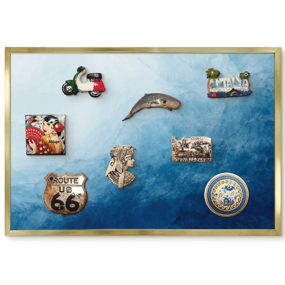 Panneau décoratif pour aimants souvenirs motif vagues abstraites bleu