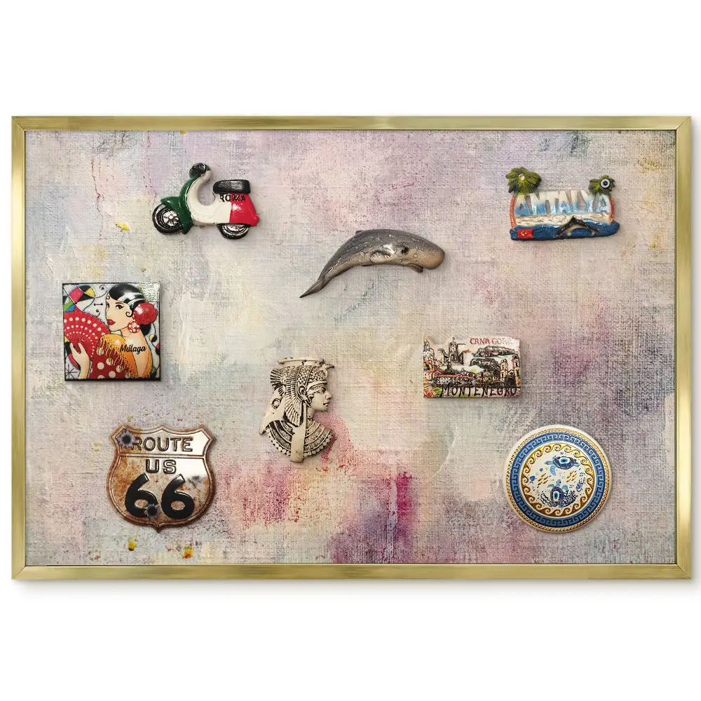 Tableau magnétique encadré aux motifs flous pastel dans des tons clairs et subtils