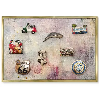 Tableau magnétique encadré aux motifs flous pastel dans des tons clairs et subtils