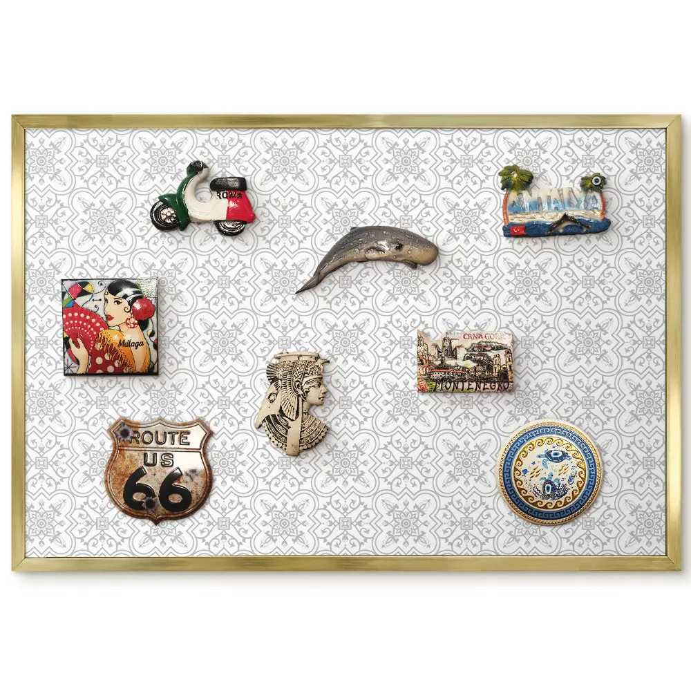 Panneau pour aimants souvenirs avec motif symétrique gris et blanc