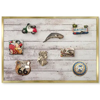 Tableau magnétique encadré motif planches de bois brut avec abrasions