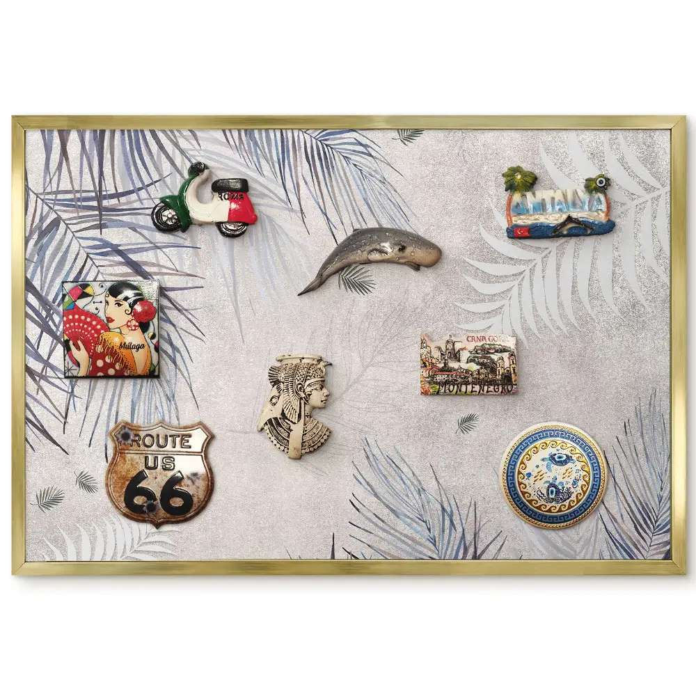 Panneau pour aimants souvenirs motif feuilles de palmier sur fond beige