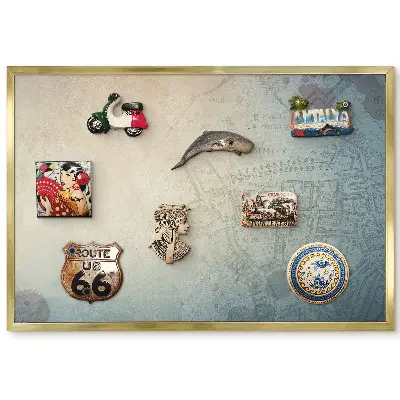 Tableau magnétique encadré carte de ville aux couleurs discrètes