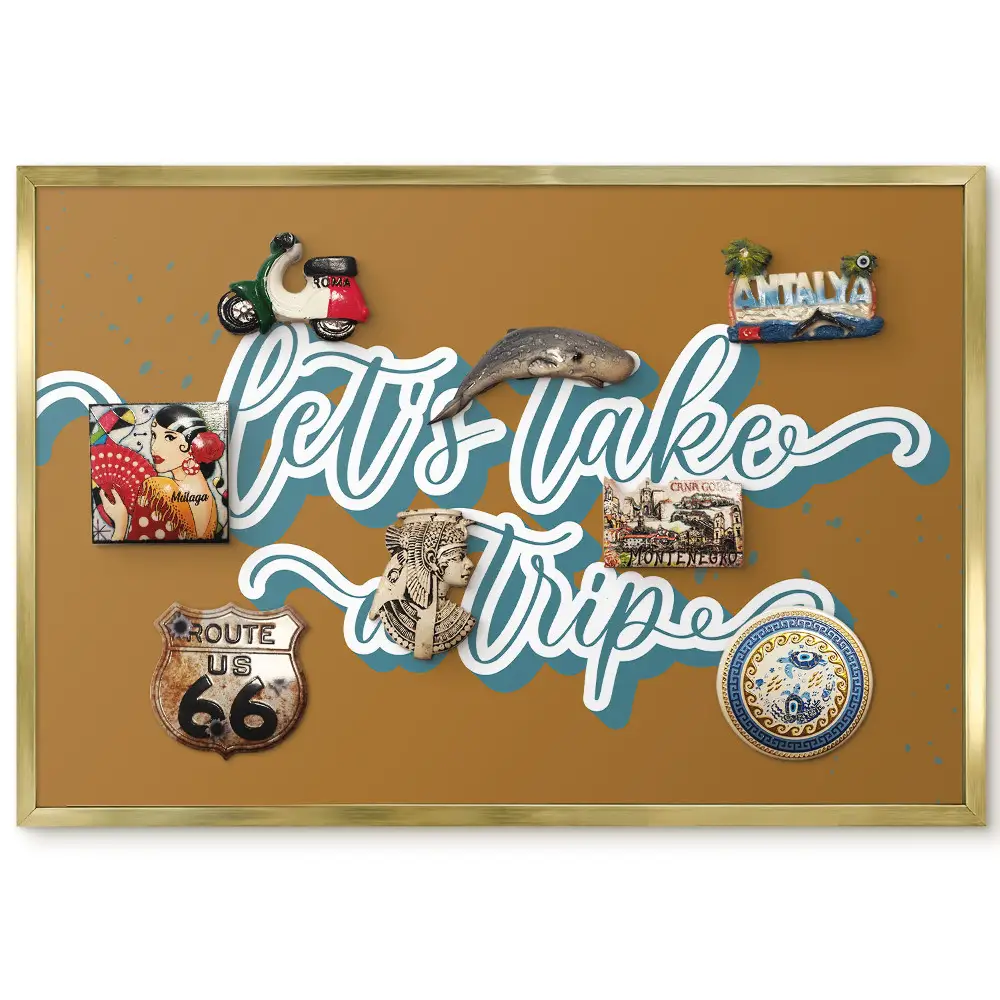 Tableau magnétique encadré avec typographie joyeuse sur fond beige