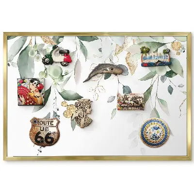 Panneau pour aimants souvenirs motif feuilles délicates aux couleurs pastel
