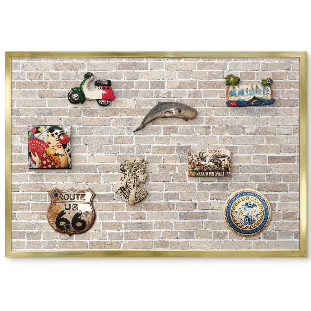 Panneau pour aimants souvenirs motif mur de briques beiges