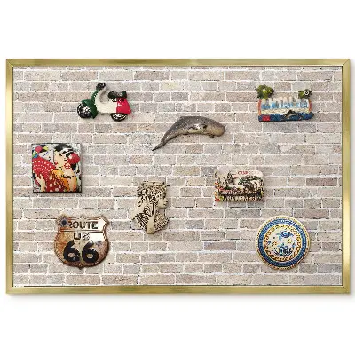 Panneau pour aimants souvenirs motif mur de briques beiges