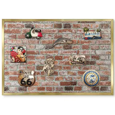 Tableau magnétique encadré au motif brique rustique aux teintes chaudes