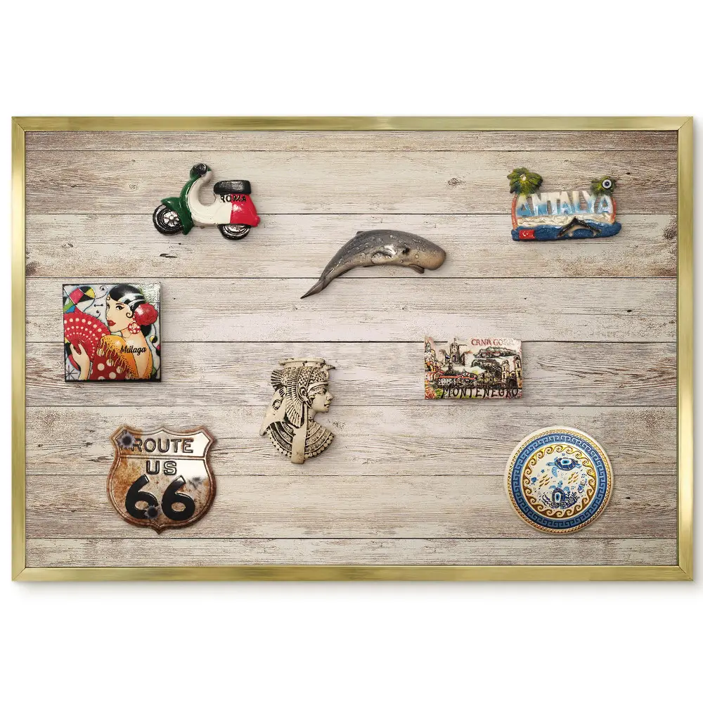 Panneau pour aimants souvenirs avec texture rustique en bois de vieilles planches