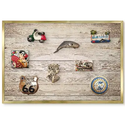 Panneau pour aimants souvenirs avec texture rustique en bois de vieilles planches