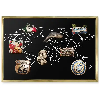 Panneau décoratif pour aimants souvenirs avec carte du monde géométrique