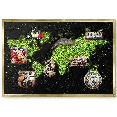 Panneau magnétique décoratif Carte du monde de Green Leaf