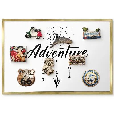 Panneau pour aimants souvenirs au design d'aventure minimaliste