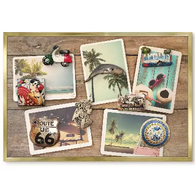 Tableau magnétique encadré Cartes postales rétro ambiance tropicale