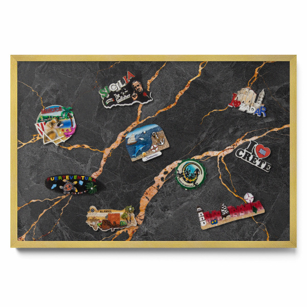 Tableau aimanté pour magnets Marbre foncé décoré