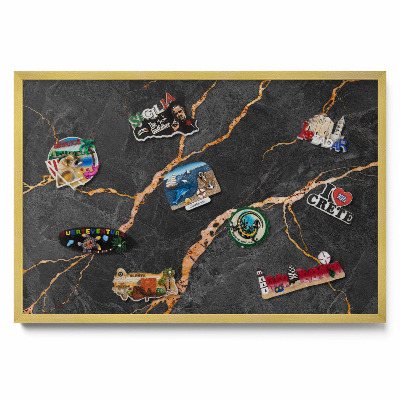 Tableau aimanté pour magnets Marbre foncé décoré