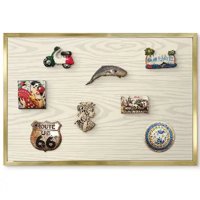 Tableau magnétique encadré motif bois beige