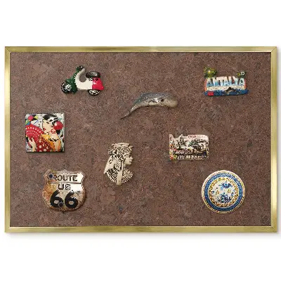 Tableau magnétique encadré motif feuilles brunes