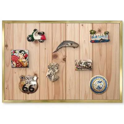 Tableau magnétique encadré motif planches de bois à grain apparent
