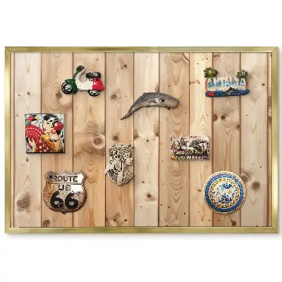 Tableau magnétique avec cadre en bois au grain apparent