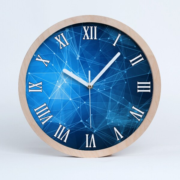 Horloge murale bois design Lignes bleues