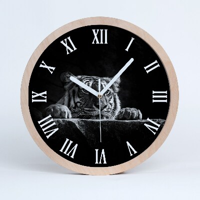 Horloge murale en bois Tigre