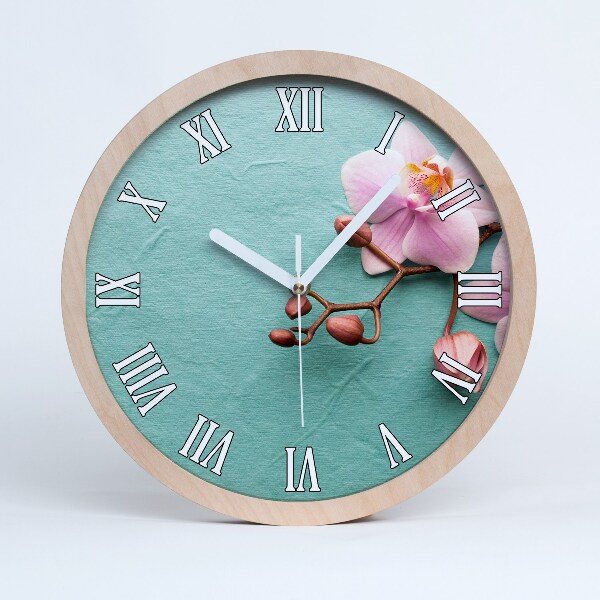 Horloge bois Orchidée