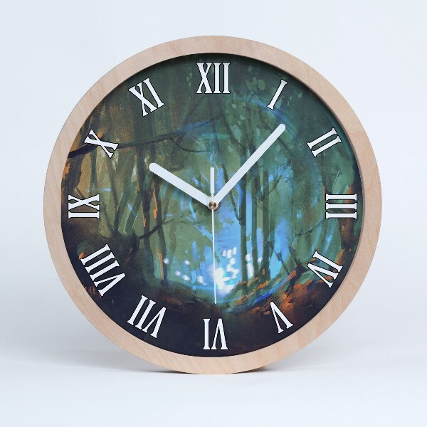 Horloge ronde en bois Forêt mystique