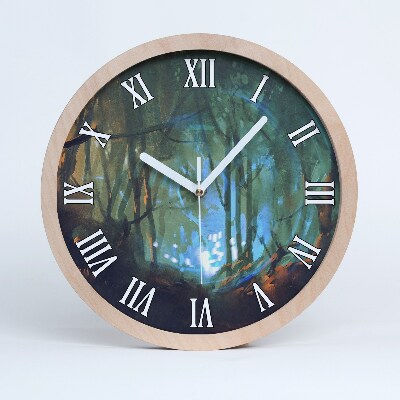 Horloge ronde en bois Forêt mystique