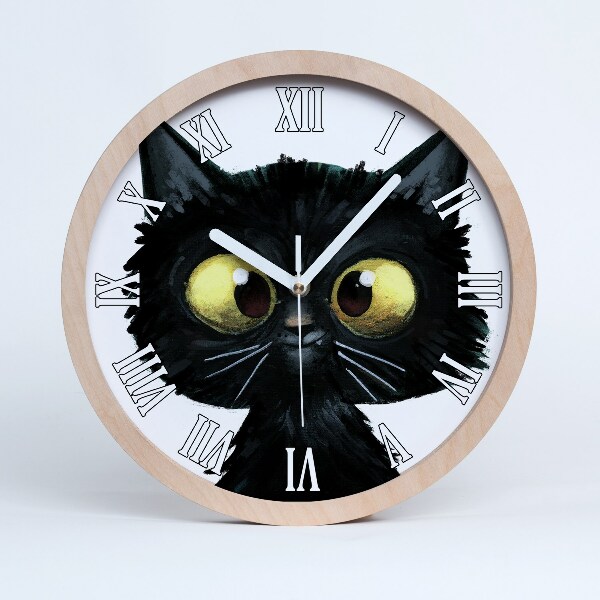 Horloge bois Illustration d'un chat